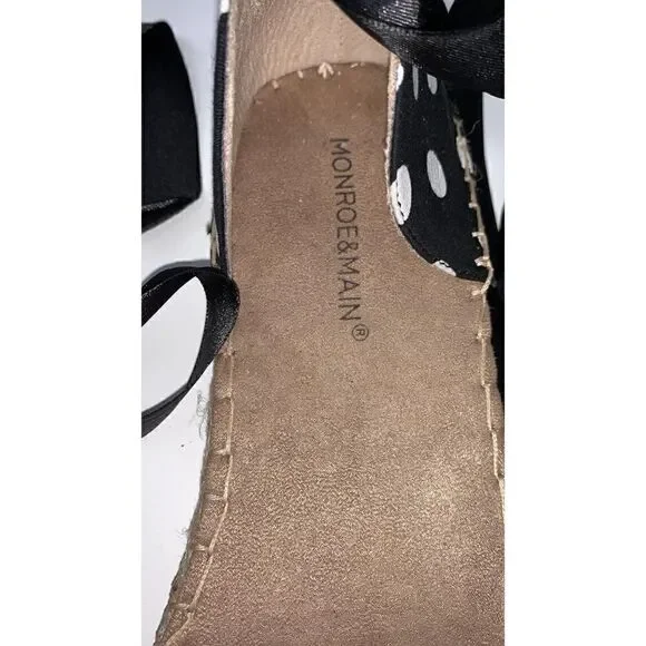 NIB Monroe & Main Polka Dot Ankle Wrap Espadrilles - Picture 2 of 3